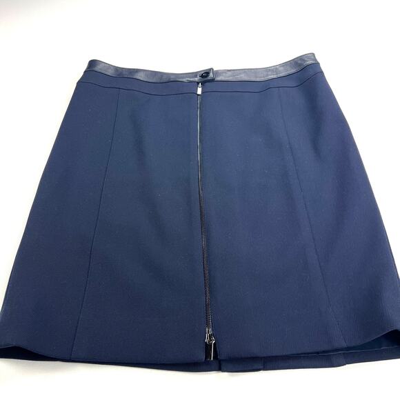 Carlisle Navy Blue Zip Front Career Skirt Leather Waistband Size 16 - Picture 12 of 12